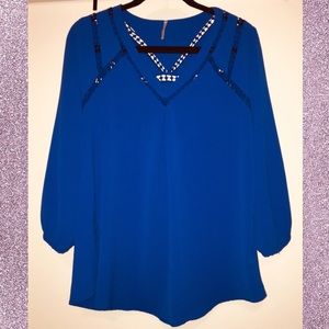 3/4 Sleeve Crochet Detail Blouse